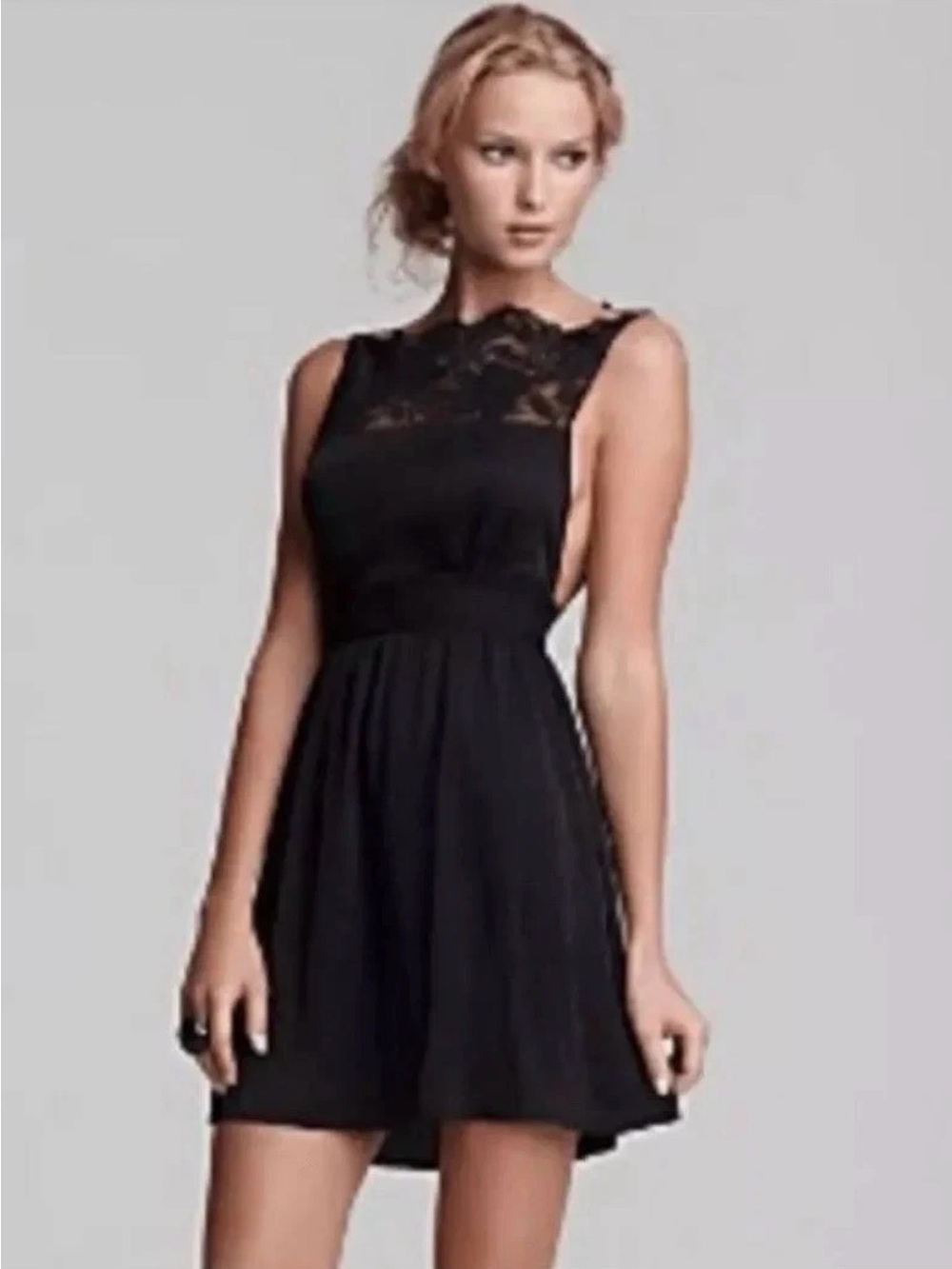 Free People Black Sleeveless Floral Lace Dress - Picture 1 of 10